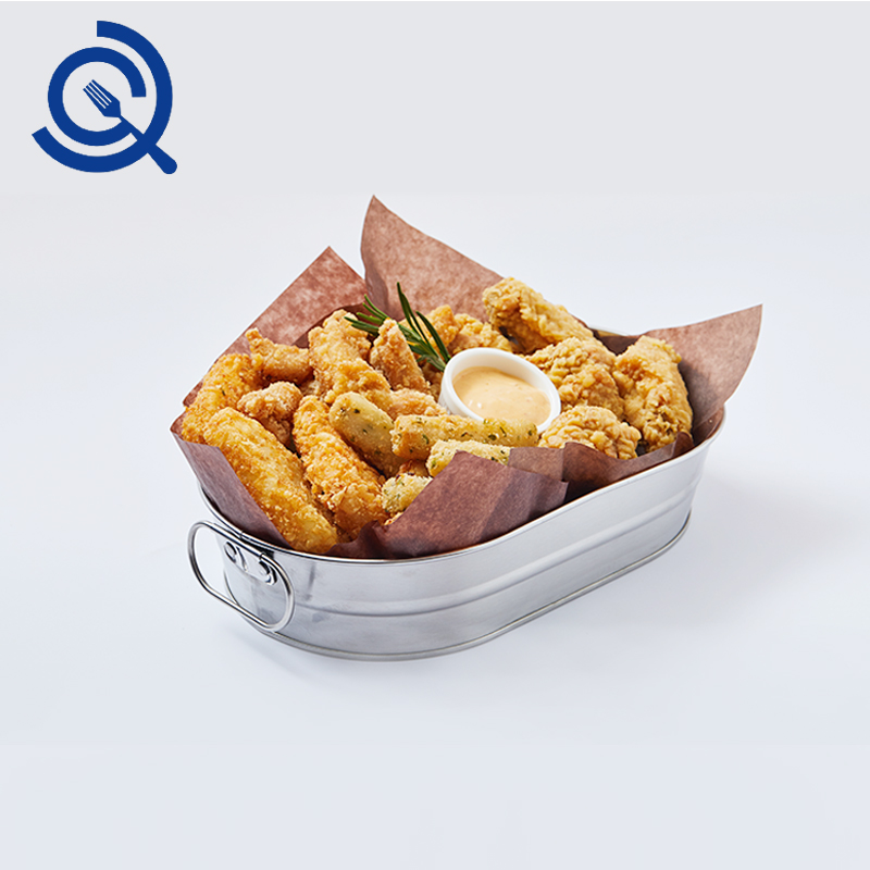 (Cool creative tableware) stainless steel 304 Oval ice bucket bar snack plate fries popcorn bucket