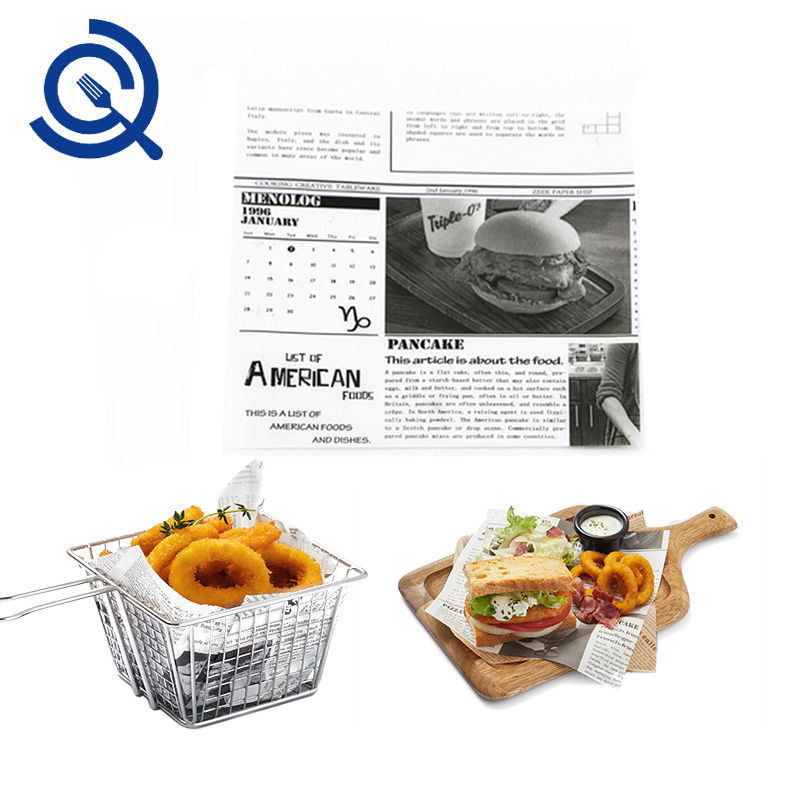Cookie English newspaper oil-proof burger paper cushion paper cushion cafeteria café creative tableware supplies baking paper