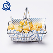 Net celebrity plate Restaurant Hotel wrought iron tableware Pre-dinner plate Bread basket French fries fried chicken Mini shopping basket