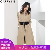 CARRY ME Jiami 2019 mùa xuân và mùa thu mới của phụ nữ thân hình mảnh khảnh áo gió nhỏ kích thước lớn áo khoác dài - Trench Coat áo khoác nữ hàng hiệu