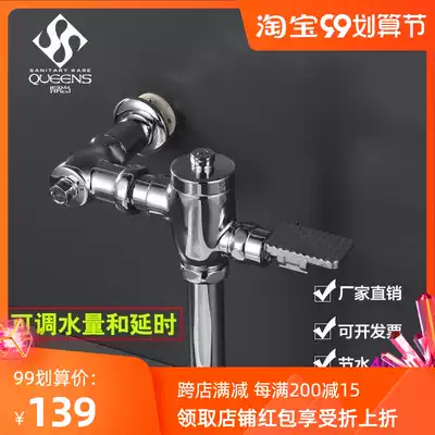 Dingshang full copper foot flush valve squatting toilet toilet delay valve horizontal adjustable stool Flushing Valve