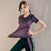 Net red fitness clothing top womens quick-drying t-shirt loose yoga suit suit large size running short-sleeved sports blouse summer