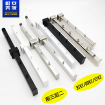 Thickened stainless steel square tube bright four nail adhesive hook and White hanging five nail beads clothing store side hanging front three back two