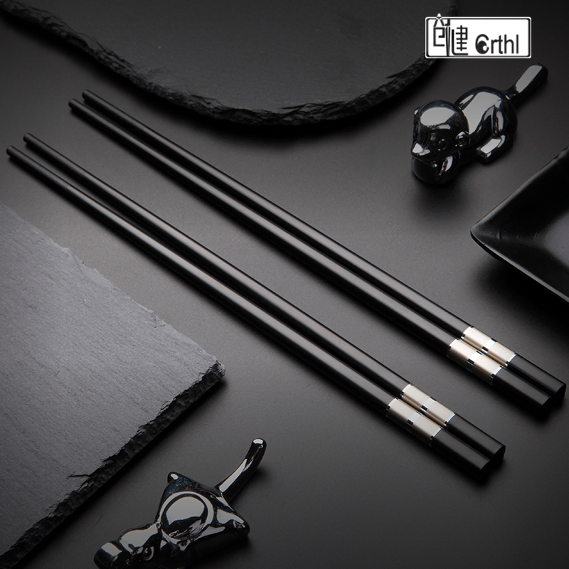 New Eurostyle Home Alloy Chopsticks Home Suit 20 Hotel Dining Room Quick Sub Non-slip Bamboo Solid Wood Individuality 10 Double