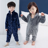Baby flannel romper 1 bé trai và bé gái đồ ngủ liền kề 3 trẻ em 5 mẫu mùa thu và mùa đông 7 tuổi ấm áp dài tay phục vụ tại nhà áo khoác dày cho bé mùa đông