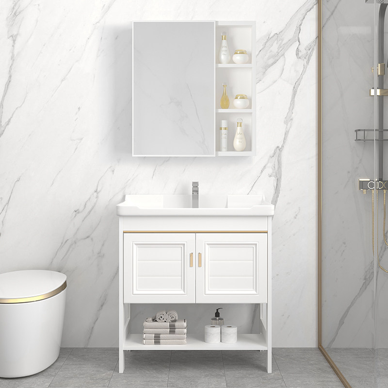 Space aluminum bathroom cabinet combination Light luxury simple modern floor-to-ceiling washroom washbasin balcony sink