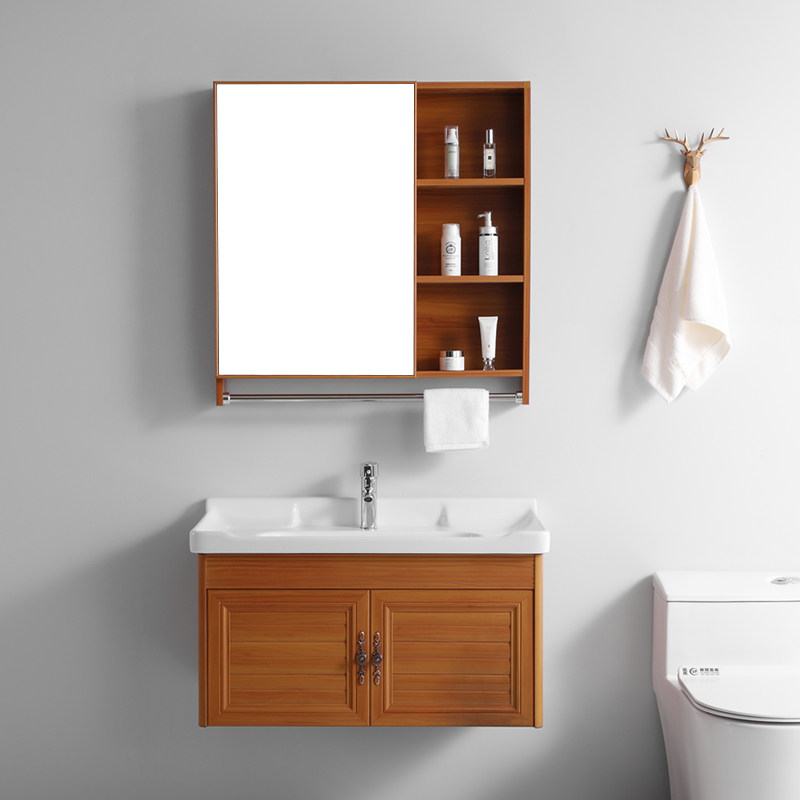 Bathroom wash basin cabinet combination space aluminum cabinet toilet simple washbasin balcony wash table integrated ceramic basin
