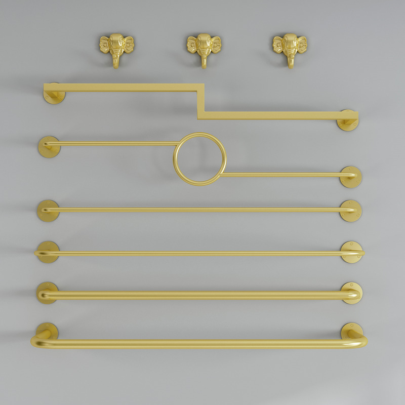 Wall-Mounted Clothing Rack for Women's and Children's Clothing Stores, Display Rack, Gold Iron Art Wall-Mounted Combination Clothes Rack with Front and Side Hanging Wall-Mounted Clothing Rack for Women's and Children's Clothing Stores, Display Rack, Gold Iron Art Wall-Mounted Combination Clothes Rack with Front and Side Hanging