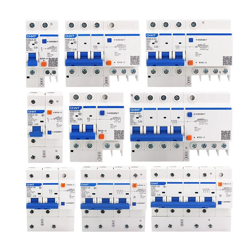 abn203c Công tắc bảo vệ rò rỉ Chint NXBLE 1P+N 2P 3P 3P+N 4P công tắc khí bảo vệ rò rỉ hộ gia đình 10A~100A aptomat chống giật panasonic cb panasonic 63a