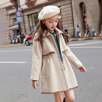 La Chapelle girls woolen coat 2023 new autumn and winter childrens woolen coat mid-length thickened style