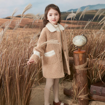 Girls autumn and winter coats thickened sherpa 2023 new style foreign-style medium-sized and large childrens girls particle fluffy coats