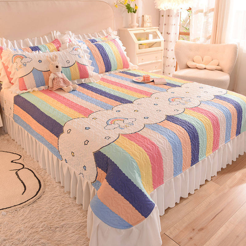 Thickened clip cotton sewing bed cover single piece tatami mattress non-slip mat Four Seasons Bed Skirt Lace Three-style bed set