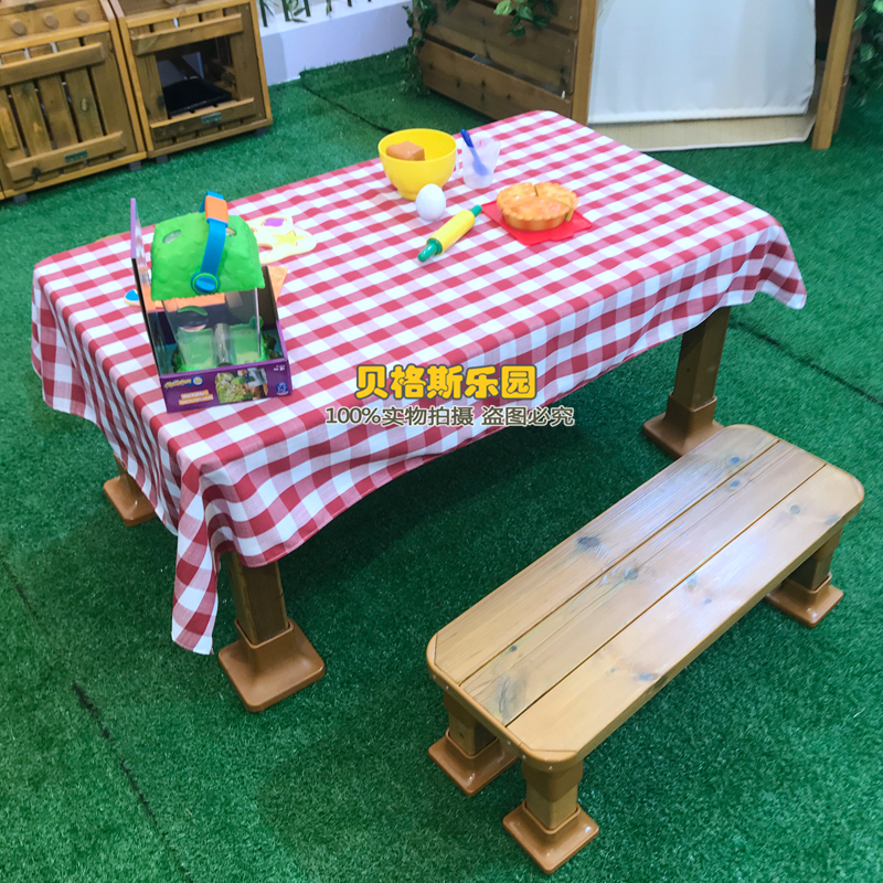 Outdoor field dining table and chair children outdoor learning table anti-corrosive wood toddler table and chair community park table and chair