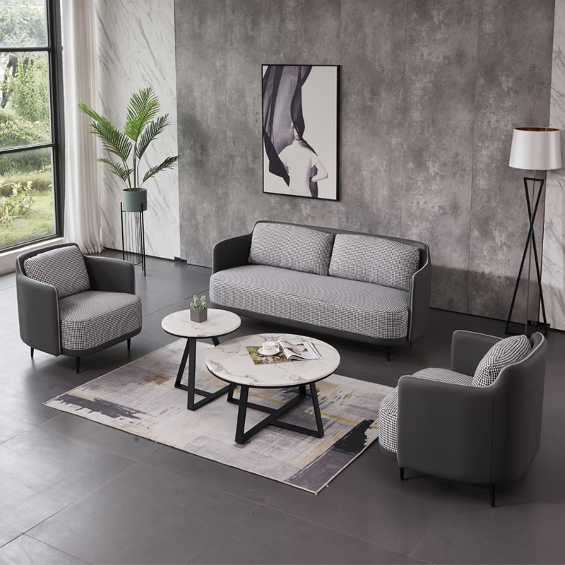 Nordic Light Luxury Leather Cloth Art Sofa Sales office Business Leisure lounge Thousand-bird-ger in talks Sofa Guests Reception-Taobao