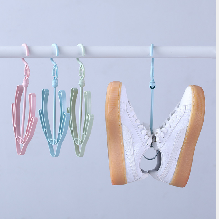 Creative Windproof Double Hook Balcony Drying Rack Multifunction Hanging Shoes Hanging Shoe Rack Hanger Airing Rack drying rack Sub-drying rack