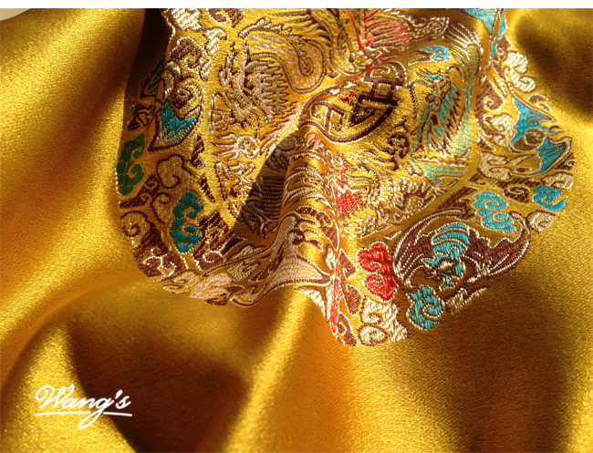 Wang thủ công màu vàng sáng phong cách Trung Quốc hoàng gia quý tộc cổ điển vải satin satin vải DIY vải thô hàn