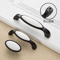 Hole distance 17 76 96 128mm black and white ceramic handle Nordic simple wardrobe door cabinet drawer handle