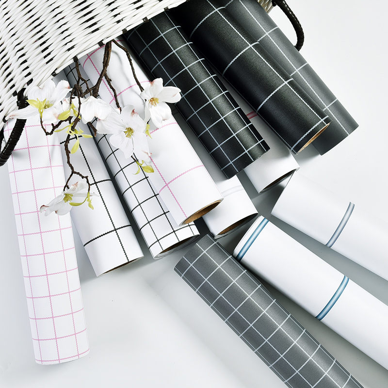 Self-adhesive wallpaper plaid ins desktop furniture warm bedroom renovation dormitory wall renovation net red wallpaper waterproof