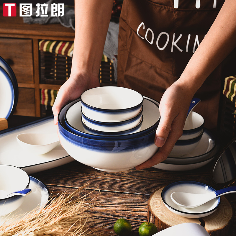 Nordic Ceramic Cutlery Sets Bowls Dish Home Suit Bowls Tray Bowls Tray Bowls Tray Sub Bowls Chopsticks set to give a courtesy home