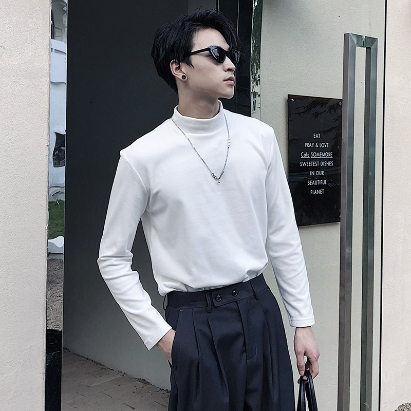 ICHULB Love to wear a bunch of autumn and winter half high neckline Knitted Sweatshirt Masculine Body Warm Beating bottom 100 hitchhiking Korean sweaters