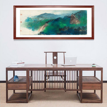 Zhang Daqian Gukou family green ink landscape calligraphy and painting office fortune hanging painting living room background wall decoration painting