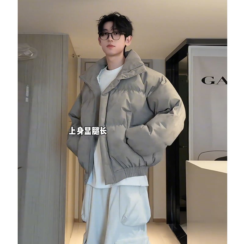 American Retro Trendy Short down Jacket for Men, Winter Loose Dirty-Style Puffer Jacket, Couple's Warm Stand-Up Collar Cotton Coat for Men American Retro Trendy Short down Jacket for Men, Winter Loose Dirty-Style Puffer Jacket, Couple's Warm Stand-Up Collar Cotton Coat for Men