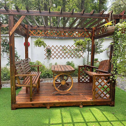 Grape Rack Courtyard Anti-corrosion Wood Outdoor Climbing Rack House Outdoor Solid Wood Pavilion Carbonized Simple Garden Pavilion