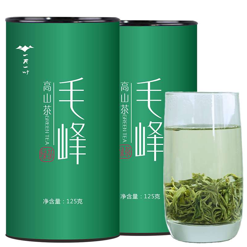 一天一叶毛峰绿茶2019新茶明前高山云雾散装春茶叶125g*2罐共250g