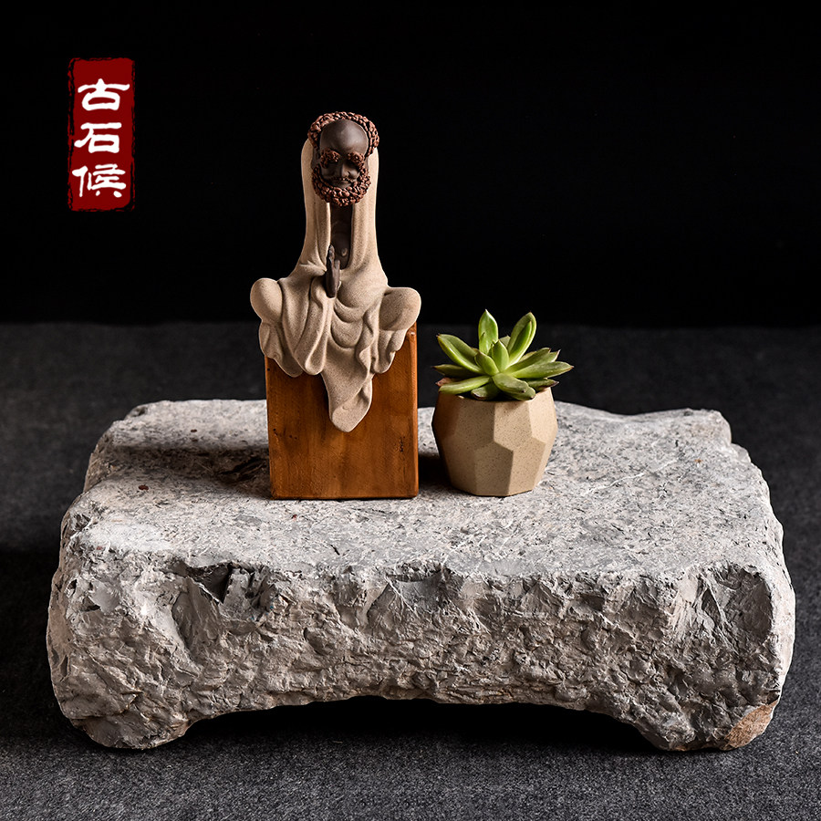 Boutique tea table old stone hammer cloth stone old stone slate late Qing Dynasty folk recycling Fenghua stone white stone Zen