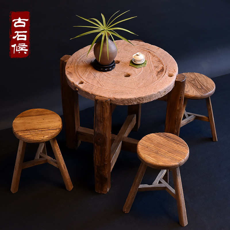Late Qing Dynasty Stone Carving Tea Table Folk Old Crafts Boutique Stone Grinding Tea Table Outdoor Patio Open Air Tea Tray Dry Foam Table