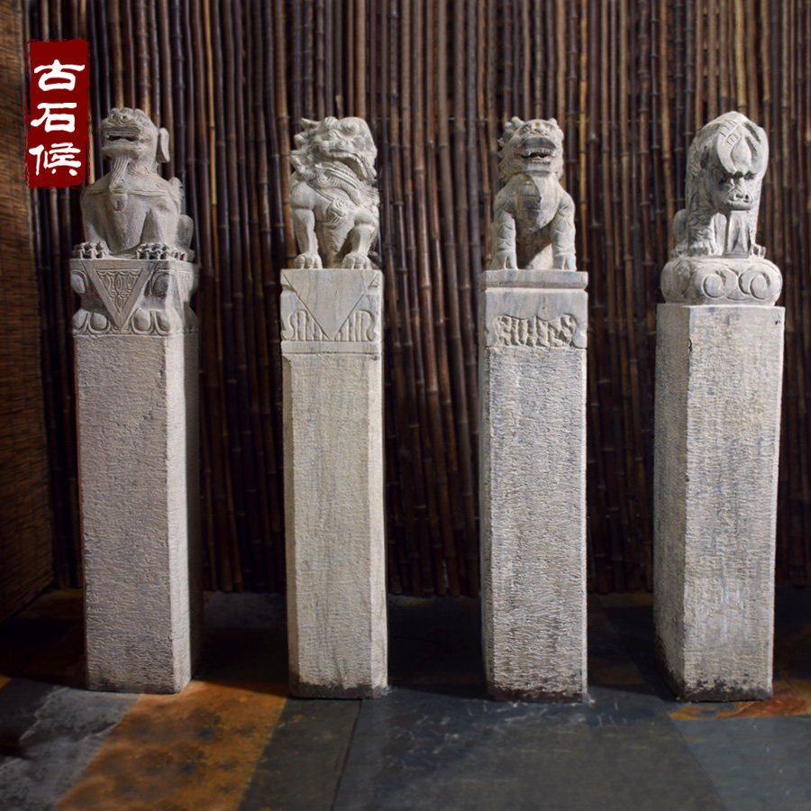 Bolt Horse Pile Stone Sculpture Antique made of old dragon Son statue Courtyard Doorway Adornment Old Objects Ancient Status Symbol