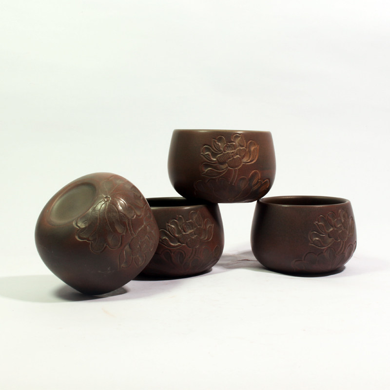 Lotus embossed cup tea tasting cup personal cup 50ml