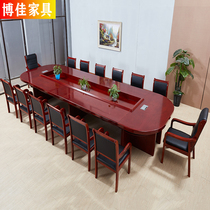 Post-Leather Office Meeting Strip Table Paint Solid Wood Fashion Unit Conference Room Training Meeting Table And Chairs Combined Modern
