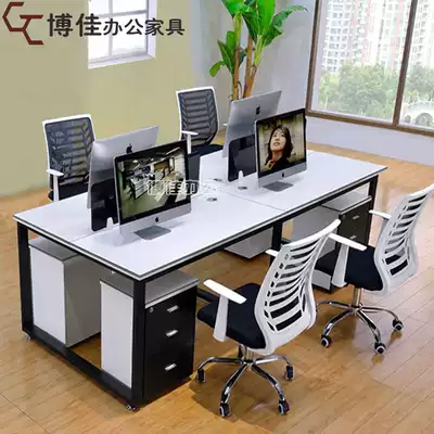 Staff table 6 artificial position staff table simple double position modern simple staff table six people black and white table