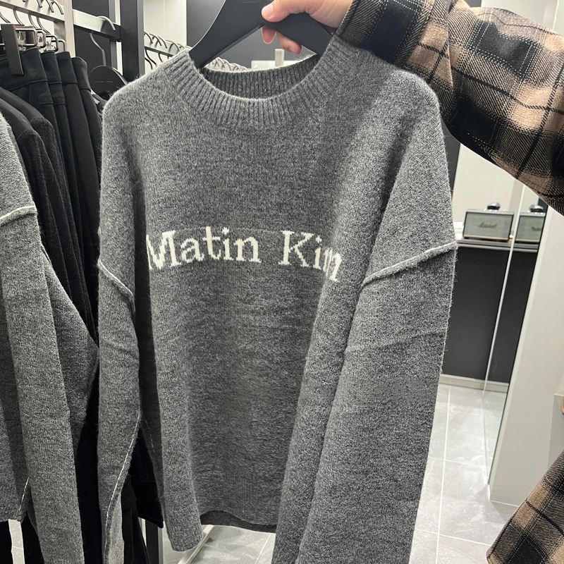 Matimkim Korean Autumn and Winter Basic Versatile Letter Embroidery Sweater Loose Soft Couple Knitwear Top Matimkim Korean Autumn and Winter Basic Versatile Letter Embroidery Sweater Loose Soft Couple Knitwear Top