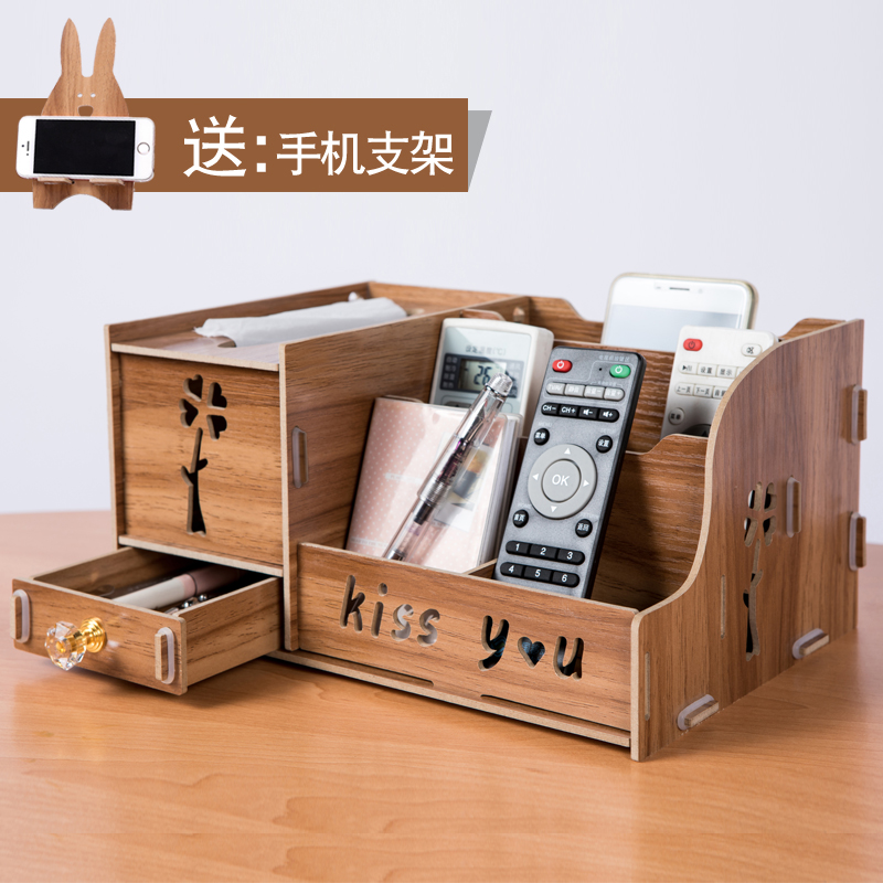 Creative tissue box Desktop storage toilet paper box Living room remote control finishing box European simple removable toilet paper box Household