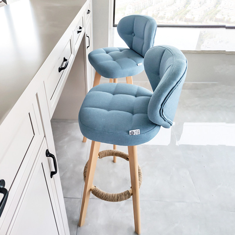 Nordic Solid Wood Bar Table Chair Modern Minima Creative Bar Chair Front Backrest High Footstool Bar Stool Home