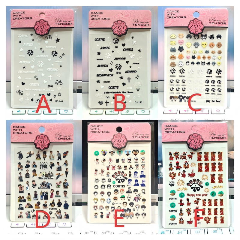 Popular Online Cortis Internet Celebrity Nail Stickers Korean Style ins Cartoon Stickers DIY Nail Decoration Self-Adhesive