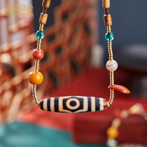 (Carah Blue Everest) Horse Mud Waterlogging and Fragrant Hand Strings Hidden in Three Everest Beads Heaven-heaven Beads Lock Bone Chain Original Design