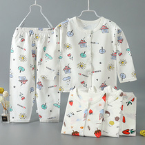 Childrens underwear set summer bamboo fiber baby pajamas Baby air conditioning clothes Ultra-thin summer long sleeve cardigan