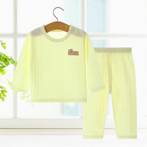 Baby home air conditioning clothes Pure cotton thin summer baby long sleeve childrens pajamas set Boys and girls spring and autumn