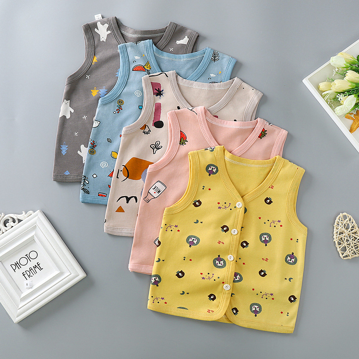 Children's pure cotton waistcoat Spring and autumn outside wearing thin baby toddler vest baby small waistcoat boy Khamshoulder female autumn winter