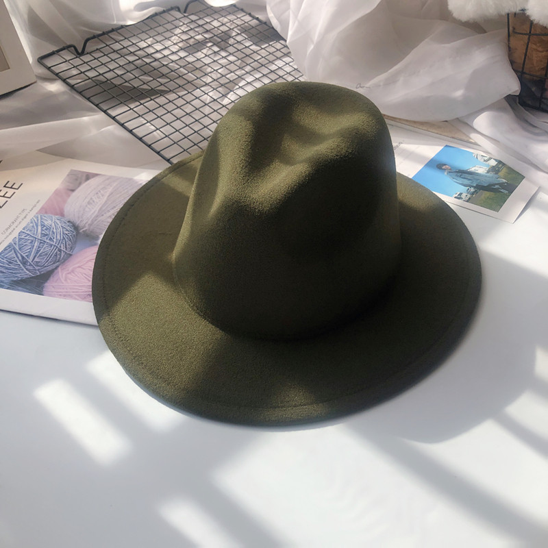 2587g Weight Unisex Fashion Solid Color Wide Eaves Felt Hat