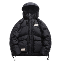 Hooded down jacket for men in autumn and winter American loose hooded jacket fashionable and handsome thickened warm bread jacket