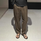 Летние дышащие шелковые штаны для отдыха, изысканный стиль, свободный прямой крой