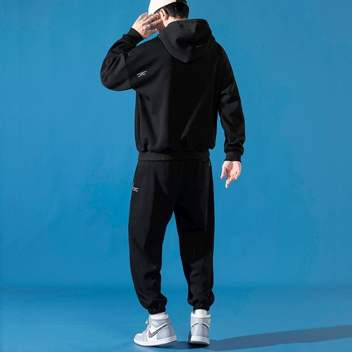 Цветная мужская осенняя демисезонная толстовка с капюшоном, трендовый комплект, простой и элегантный дизайн, в корейском стиле