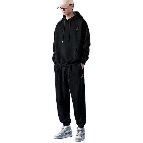 Цветная мужская осенняя демисезонная толстовка с капюшоном, трендовый комплект, простой и элегантный дизайн, в корейском стиле