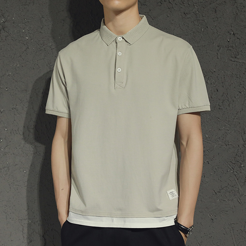 Tide Card Summer Polo Shirt Short Sleeve T-shirt Men Loose Port Wind Leave Two Turtlenecks Casual Blouses Pure Cotton Half Sleeves