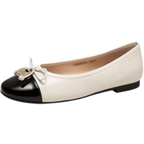 Qianbaidu flat shallow mouth single shoes for women 2024 autumn new style stitched ballet shoes small fragrant style sheepskin evening shoes