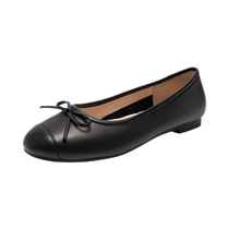 Qianbaidu Ballet Shoes New Spring Casual Bow Shoes Womens Sheepskin Evening Shoes Flat Shoes Temperament